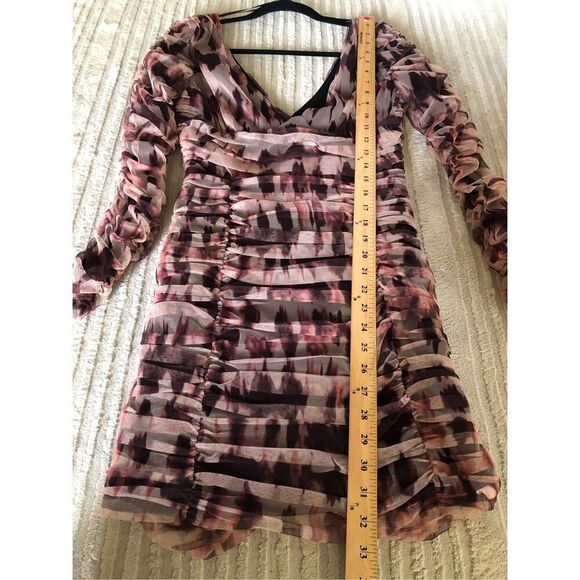 Zara Brown Draped Tulle Mini Dress Size M - Picture 8 of 14